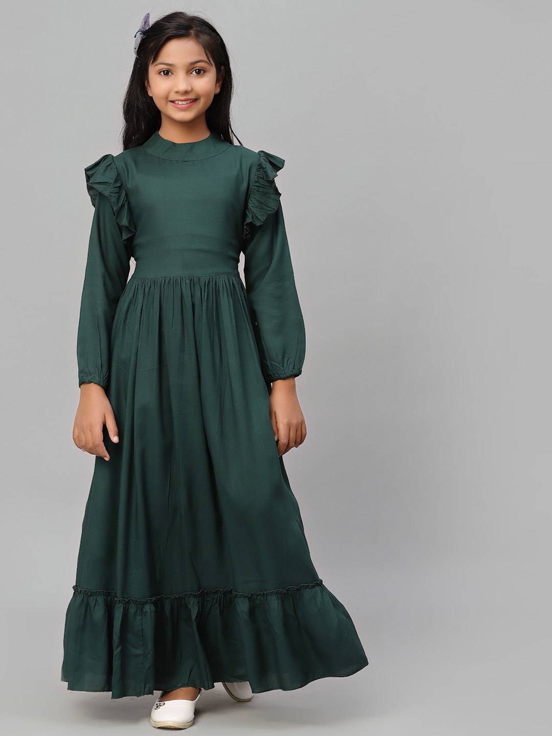

NISHAB Girls Green Maxi Dress