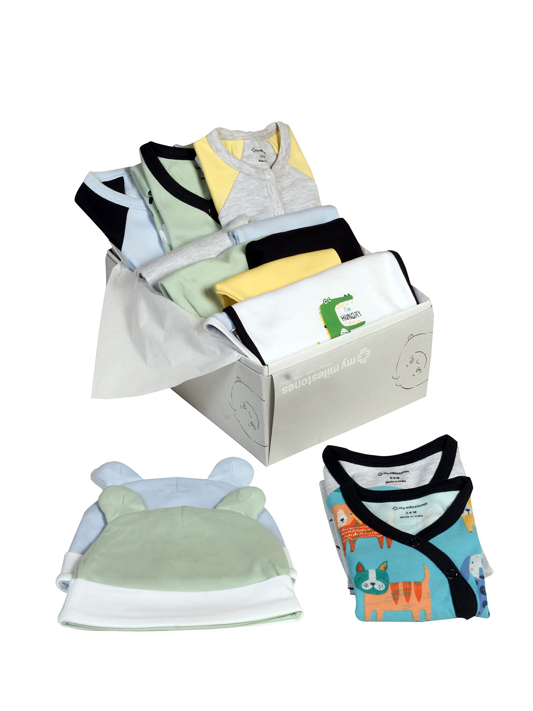 

My Milestones Boys Multicoloured 14 Pieces Printed T-shirt with Pyjamas, Multi