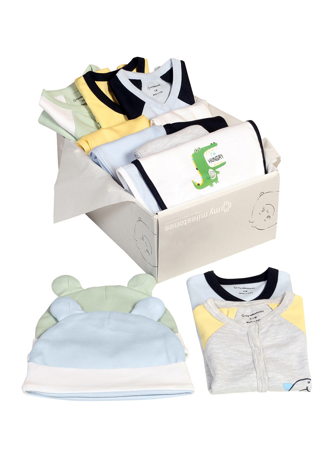 

My Milestones Boys Yellow & Green Printed T-shirt with Shorts
