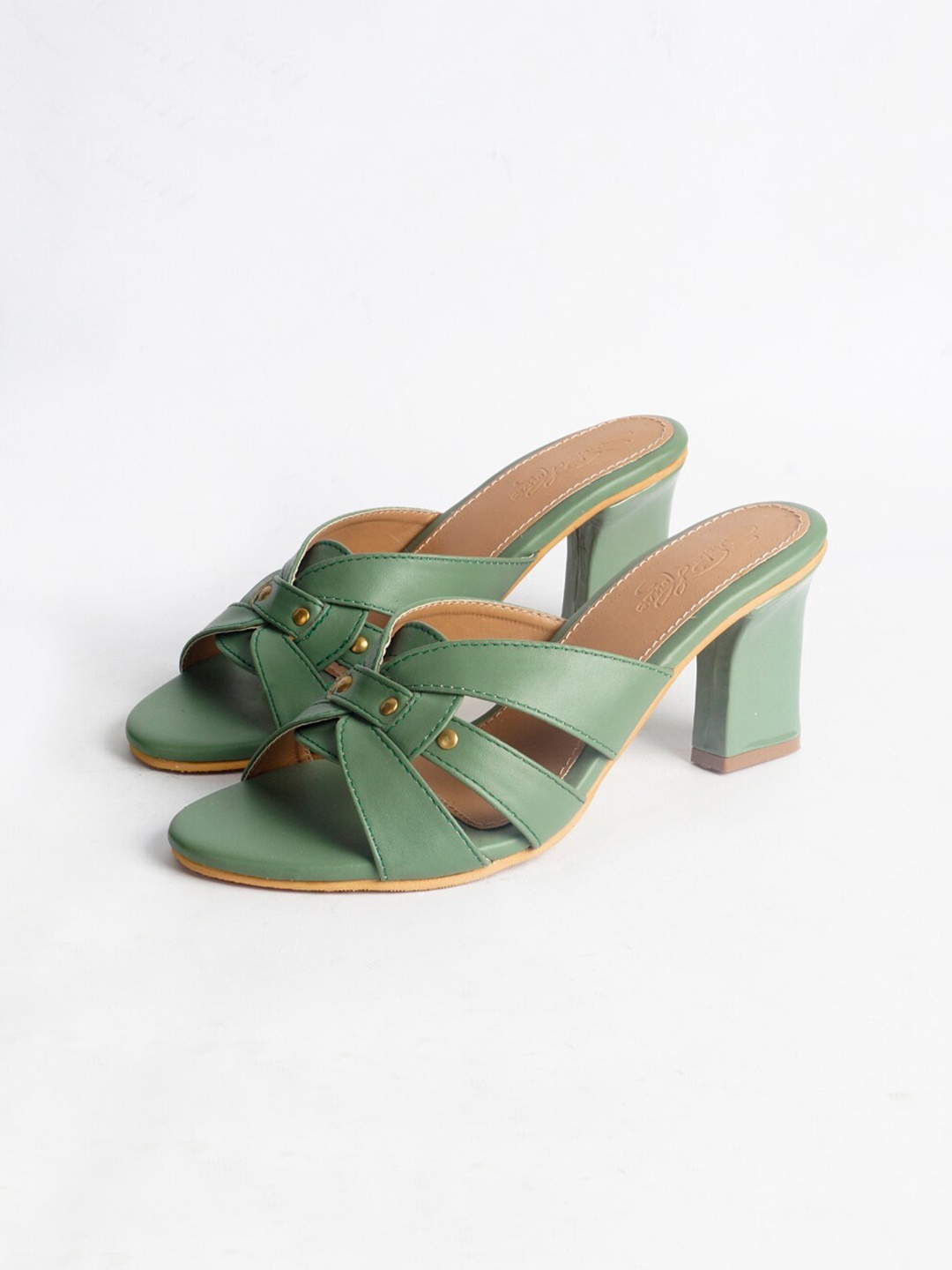 

Sole House Women Olive Green Solid PU Block Heels