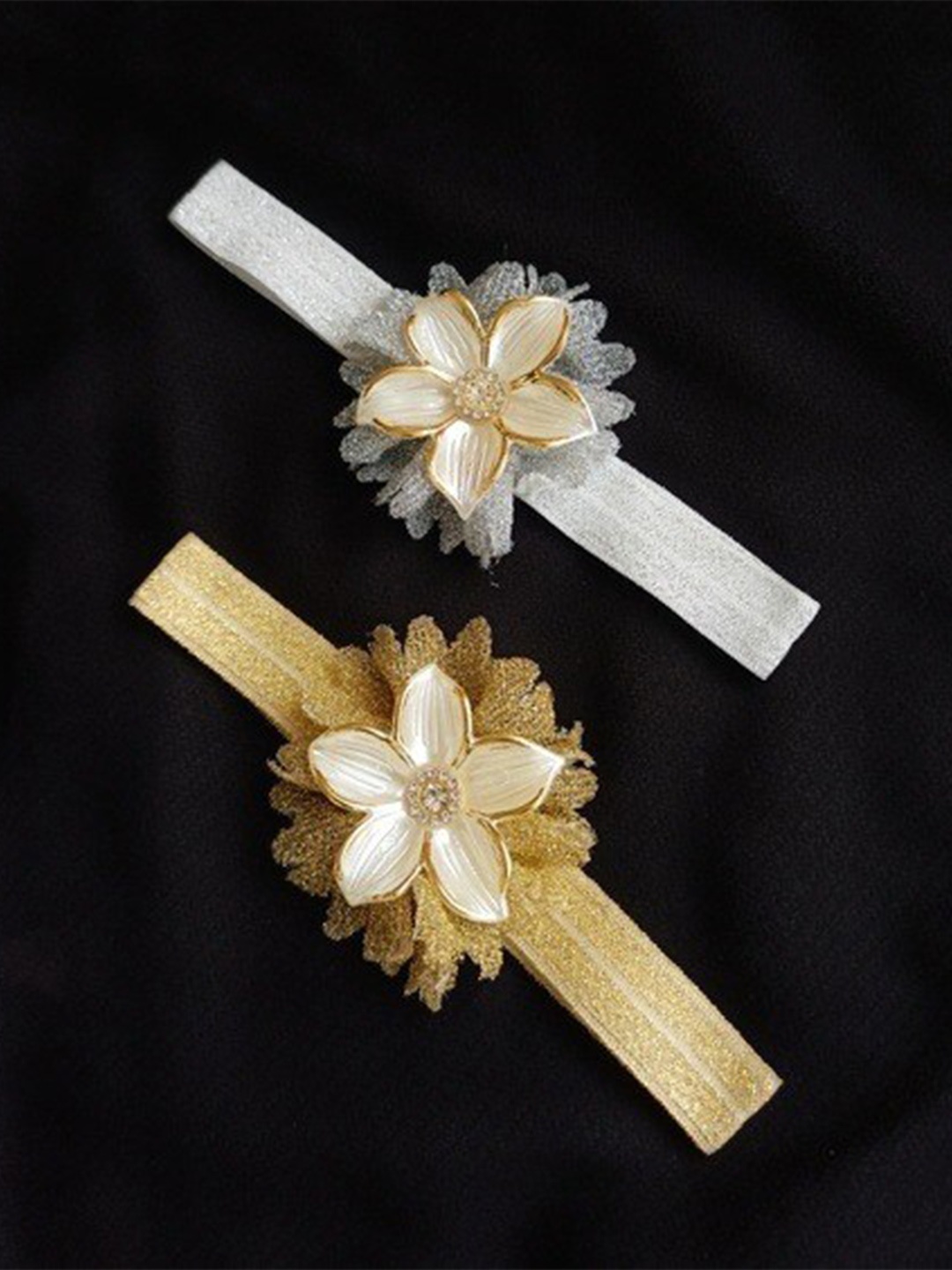 

ANNA CREATIONS Women Set of 2 Gold-Toned & Silver-Toned Embellished Hairband