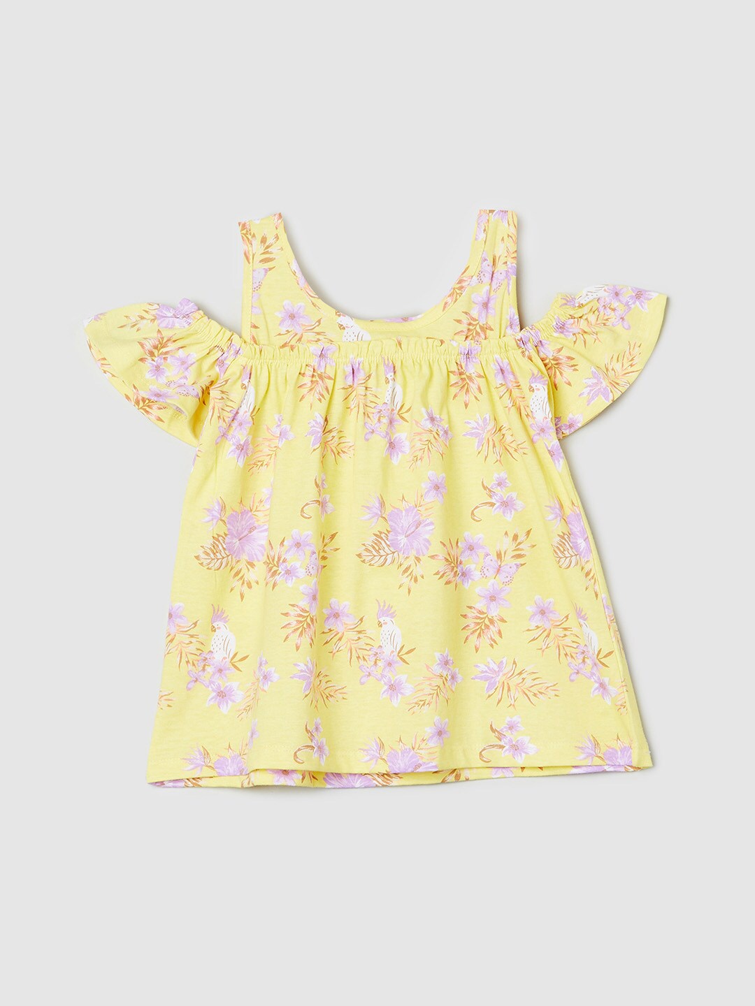 

max Orange Floral Print Pure Cotton Top