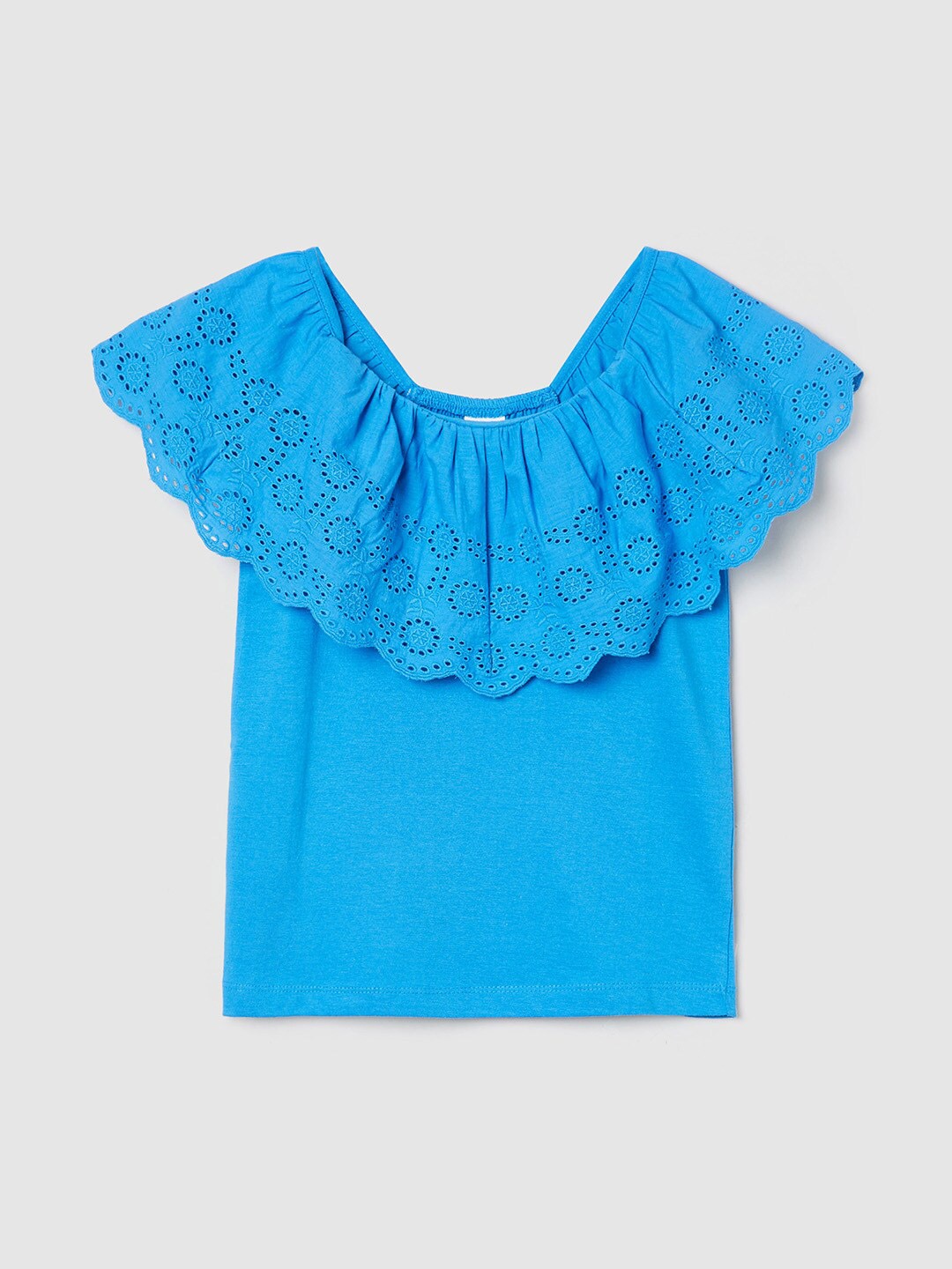 

max Girls Blue Pure Cotton Smocked Top