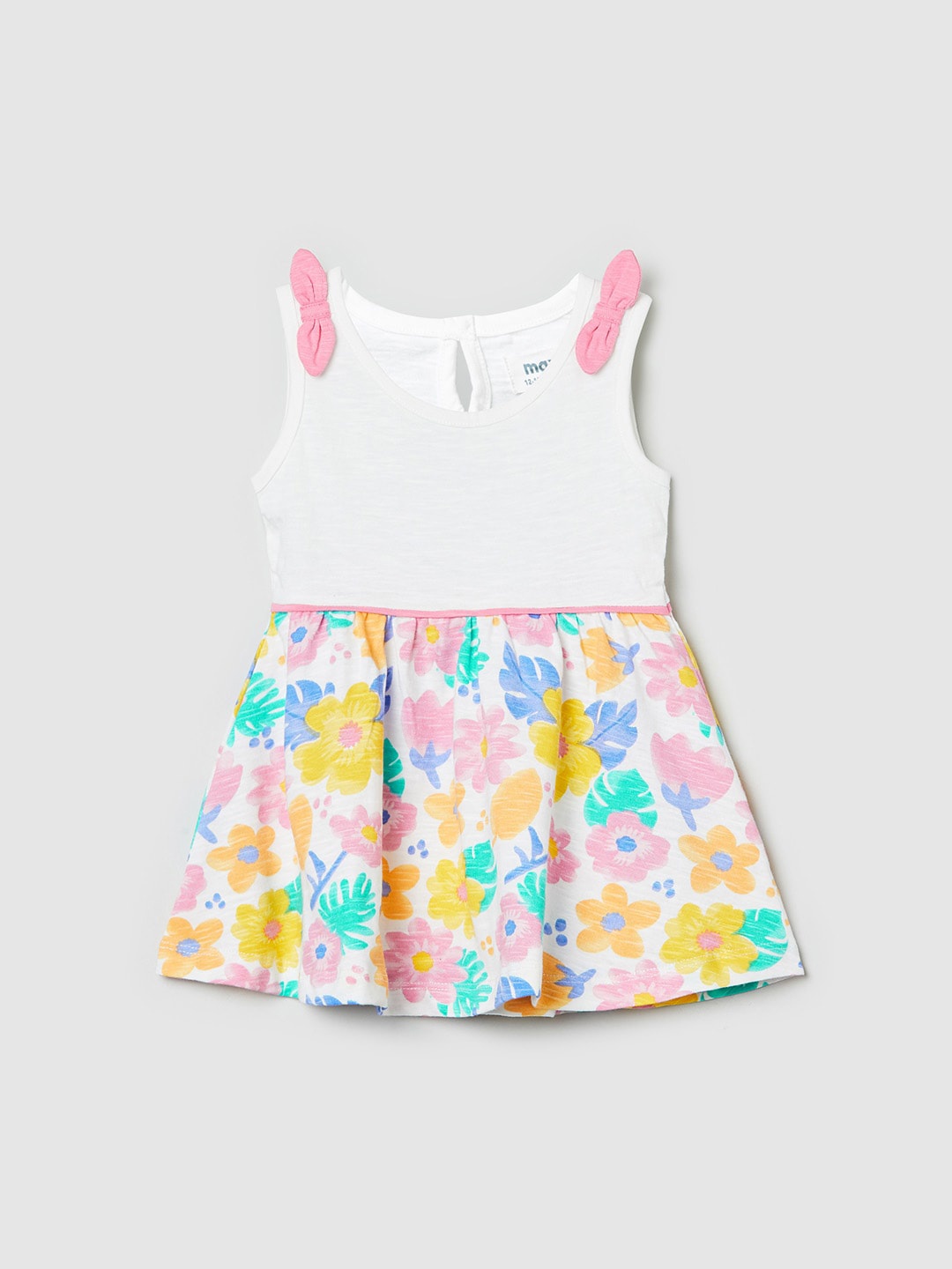 

max Girls White & Pink Print Pure Cotton Top