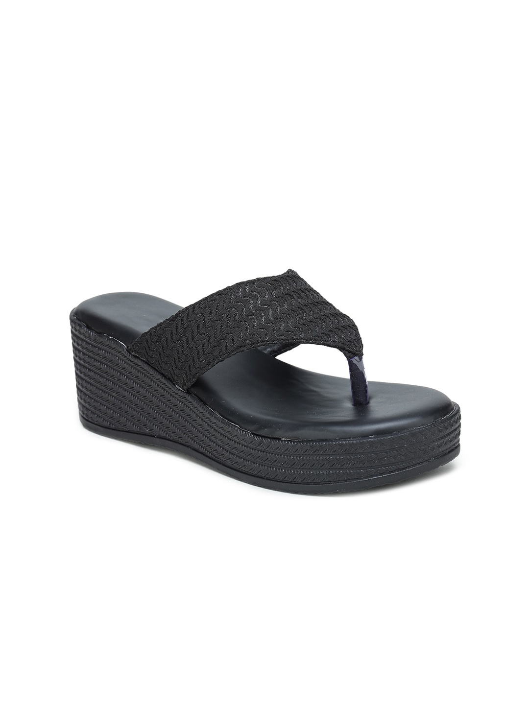 

HASTEN Black Wedge Sandals