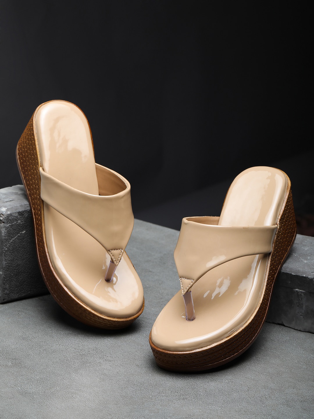 

HASTEN Women Beige Solid Wedges