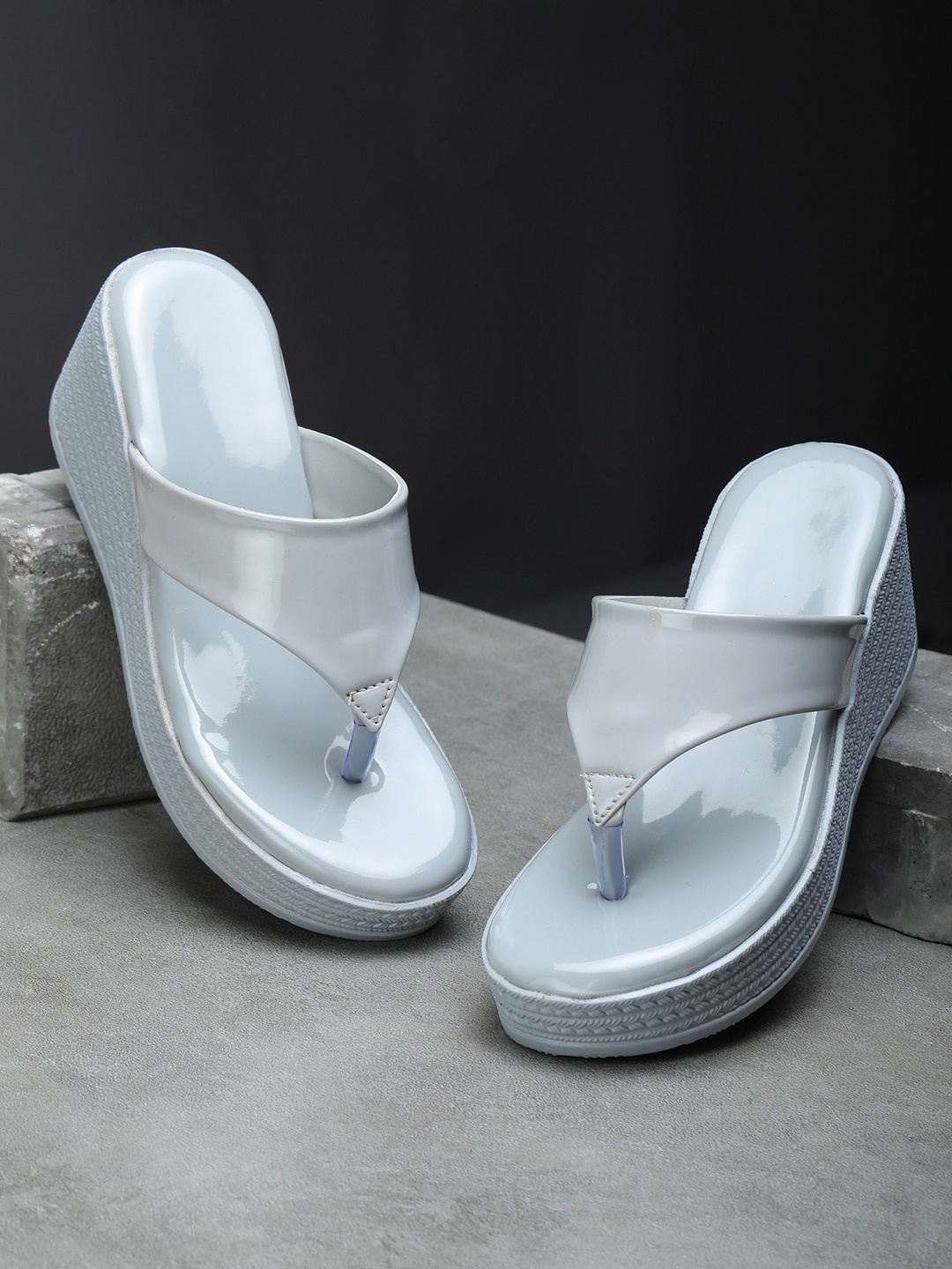 

HASTEN Women Grey Platform Heels