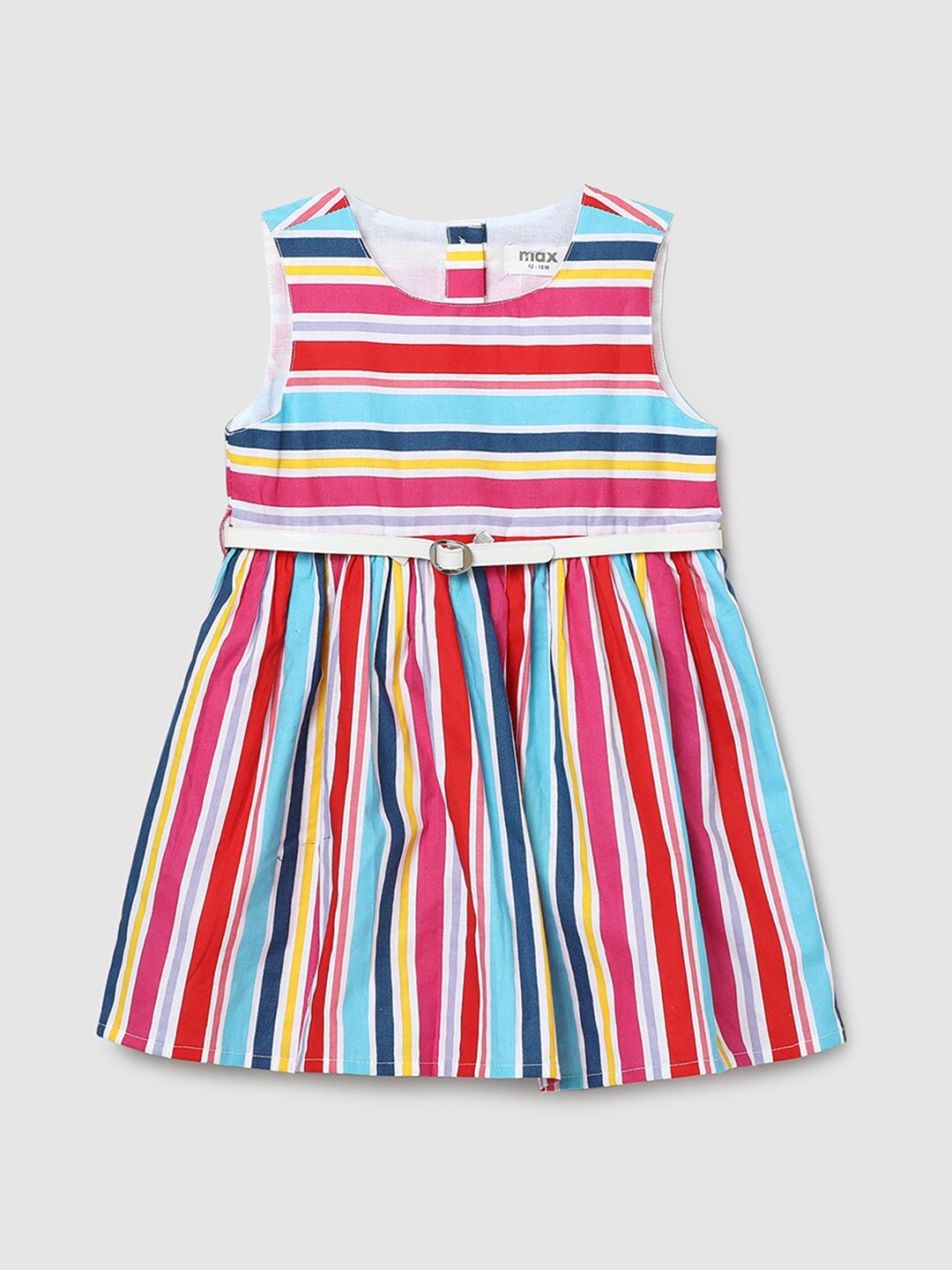 

max Pink & Blue Striped Pure Cotton Dress