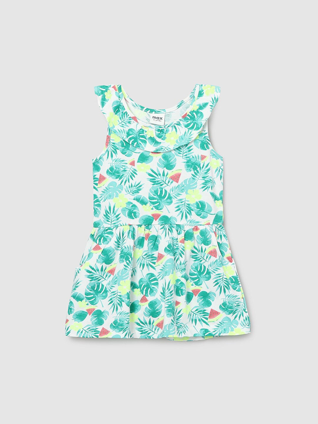 

max White Tropical Cotton Dress