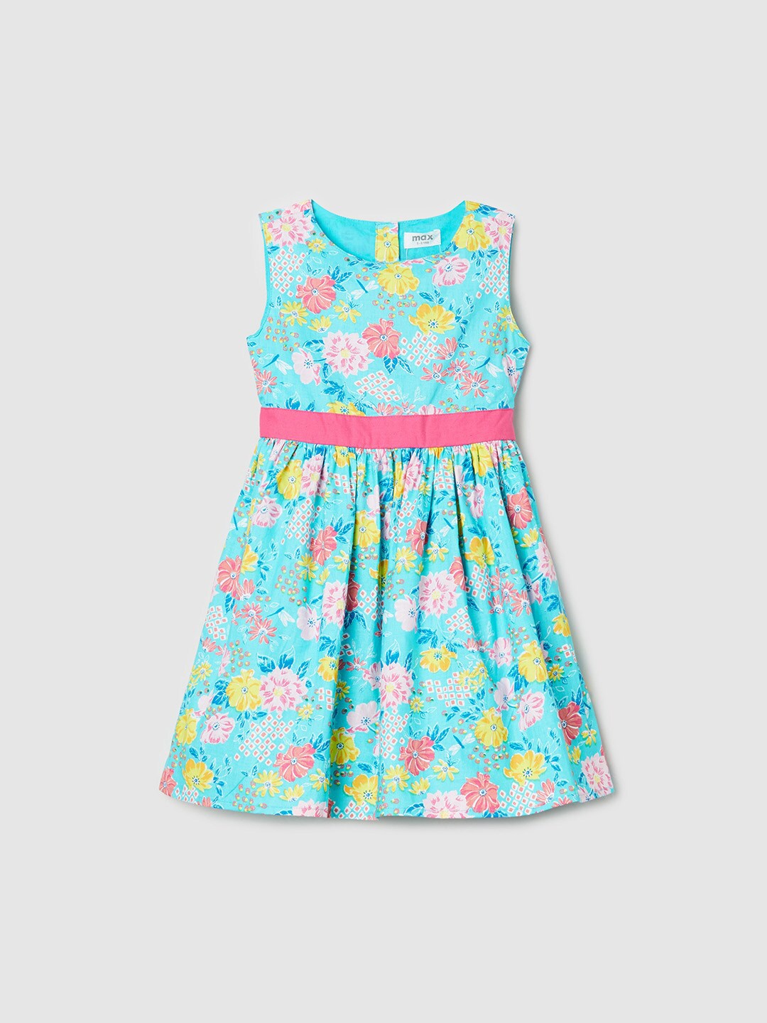 

max Girls Blue Printed Dress