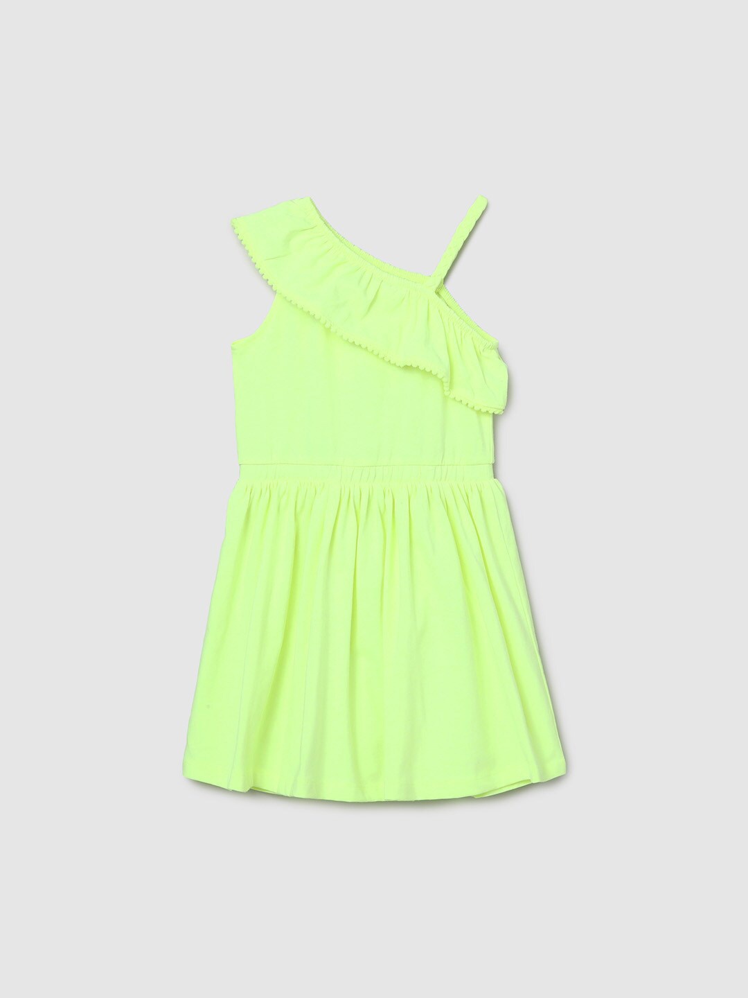 

max Fluorescent Green One Shoulder Dress
