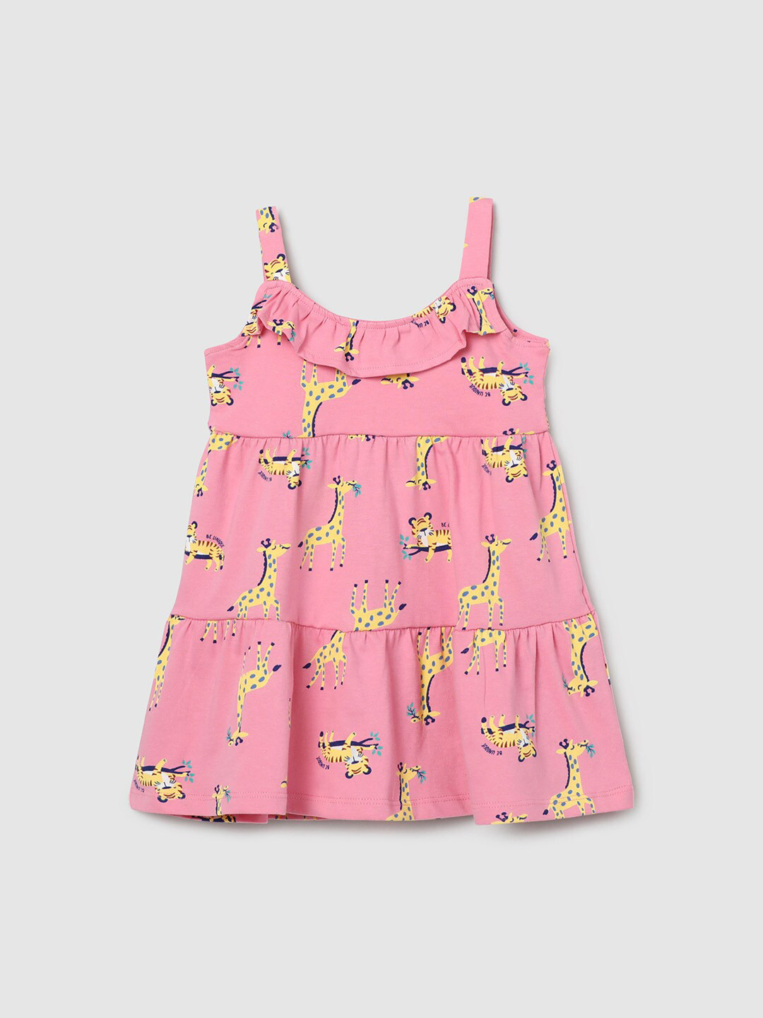

max Pink Girls Printed Cotton A-Line Dress