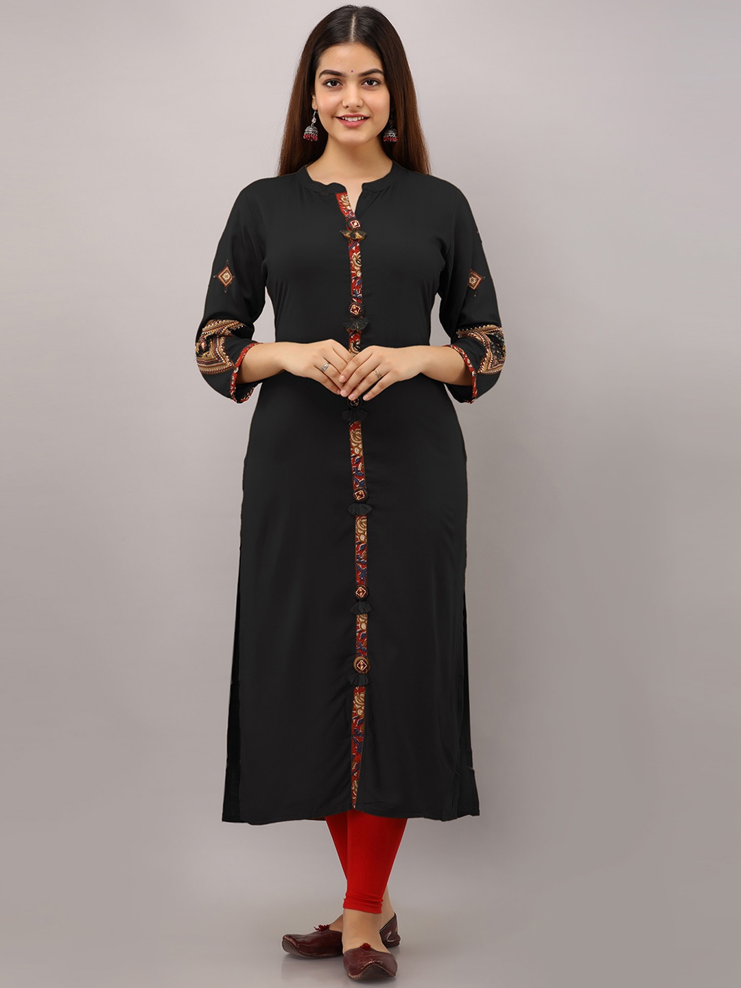 

PREKSHA Women Black Straight Kurta