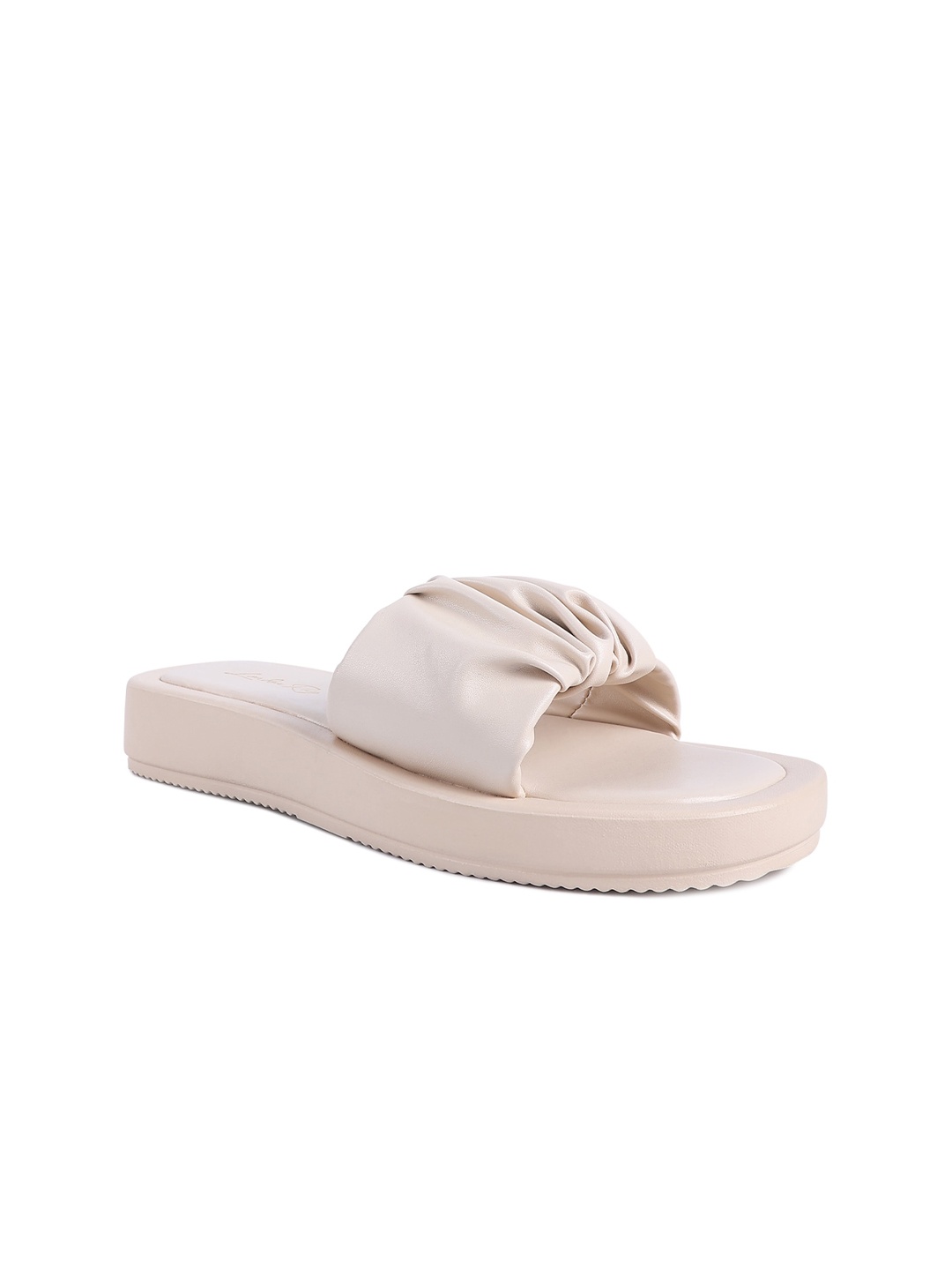 

London Rag Beige PU Flatform Sandals