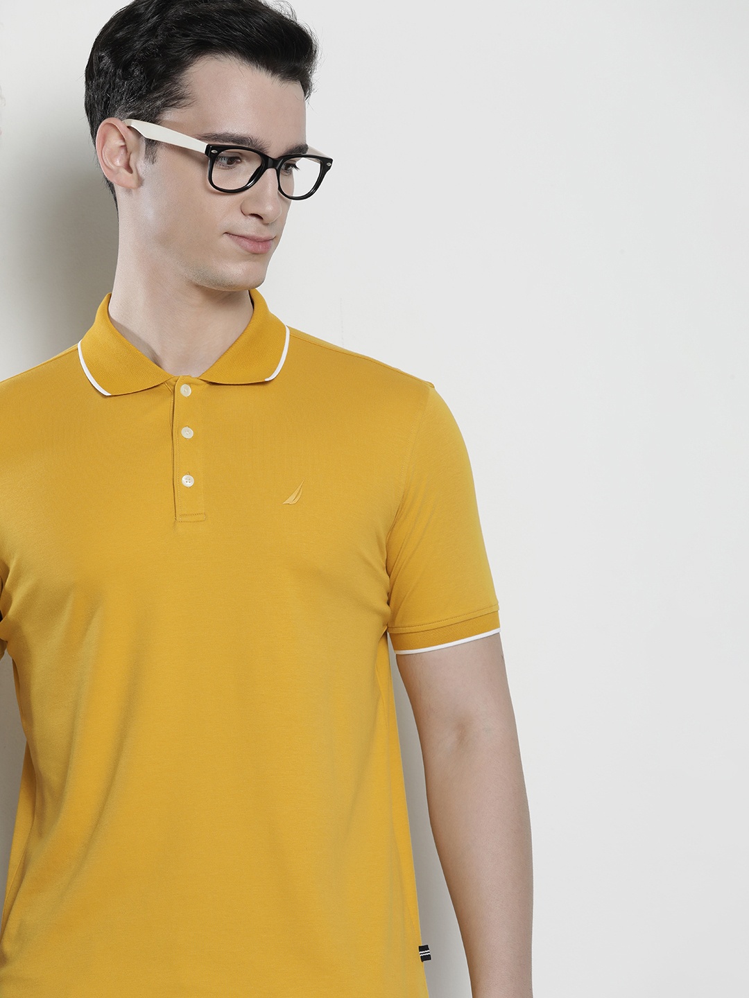 

Nautica Men Polo Collar Pure Cotton T-shirt, Mustard