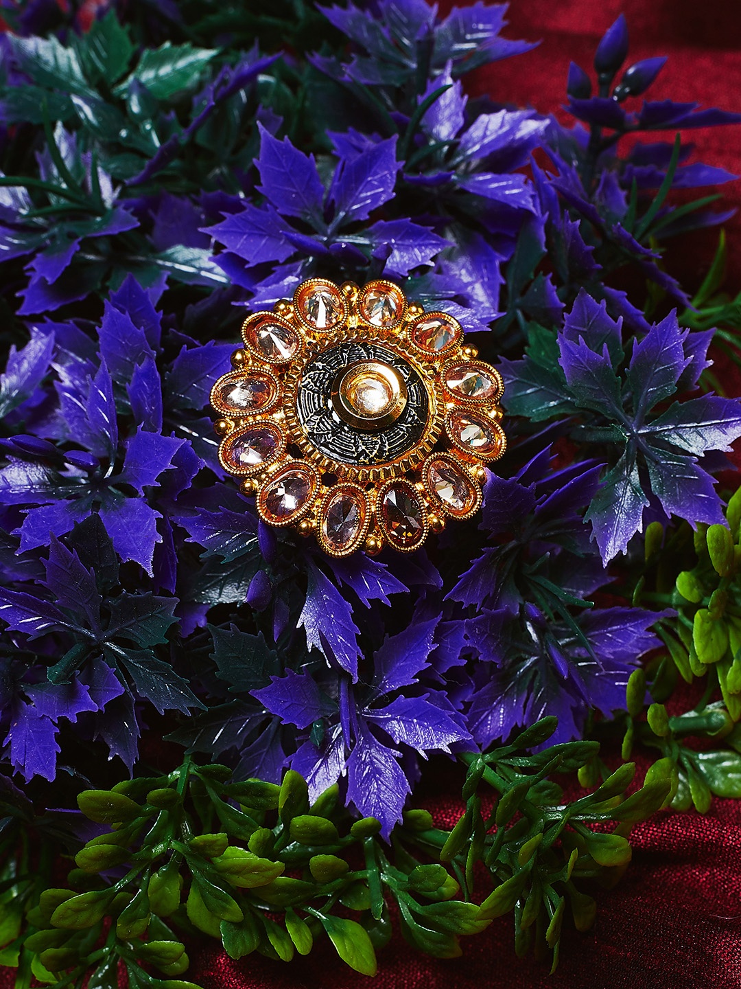

PANASH Gold-Toned Stone-Studded Ring