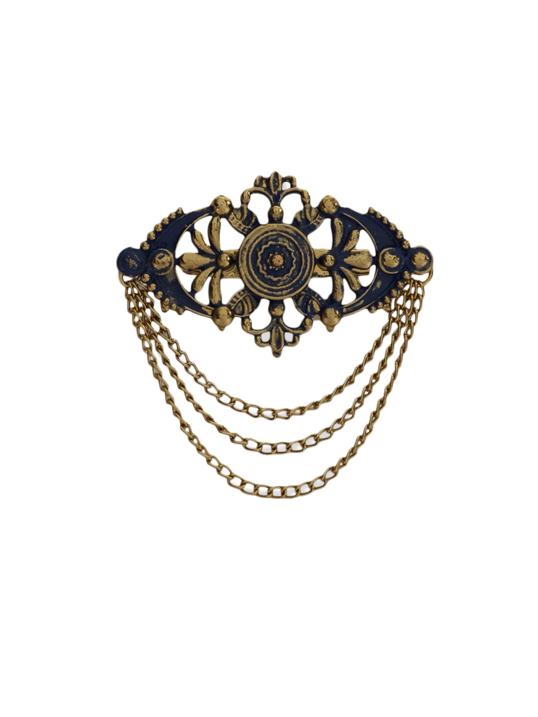 

Hashburys Unisex Gold-Toned & Blue Vintage Chain Brooch