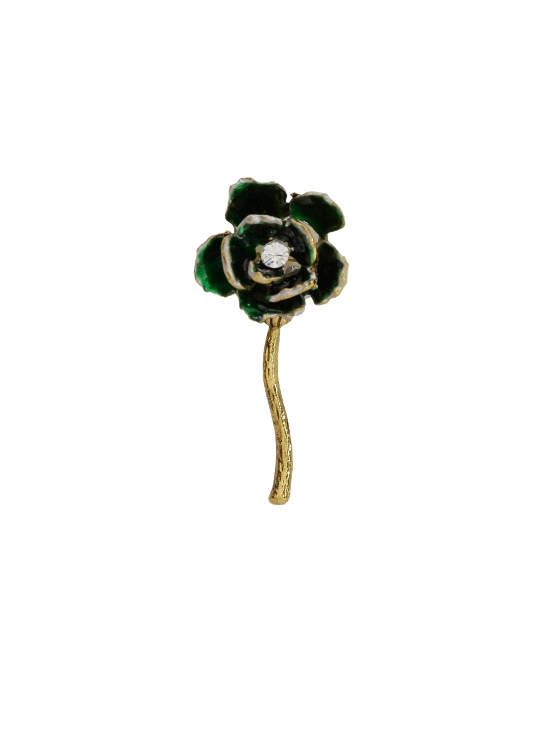 

Hashburys Green & White Stone Vintage Brass Lapel Pin