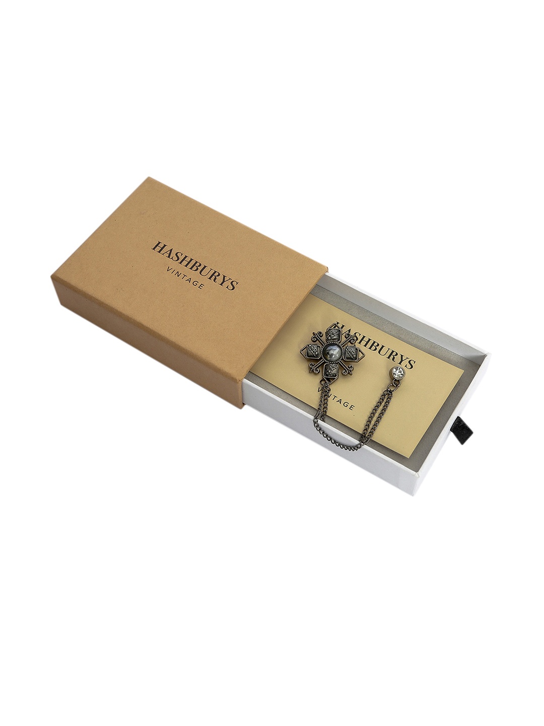 

Hashburys Unisex Gold-Toned Oxidised Brooch
