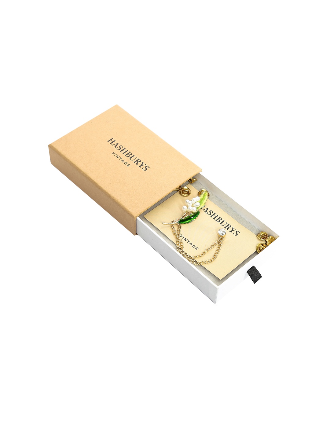 

Hashburys Unisex Gold-Toned & White Floral Detailed Brooch