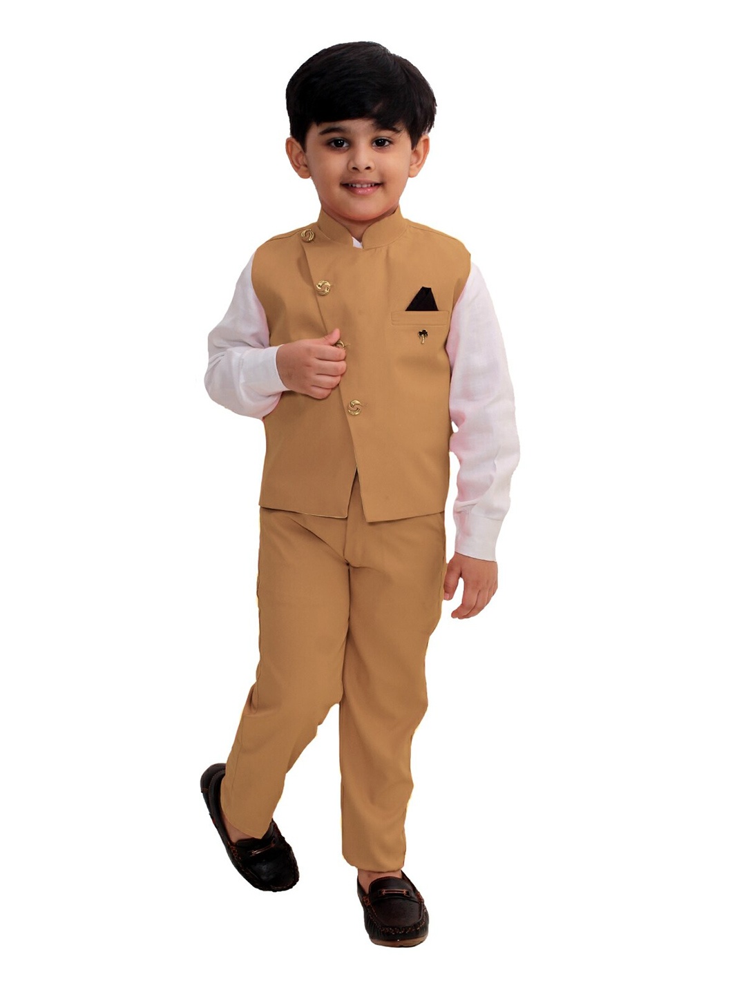 

FOURFOLDS Boys Mustard Checked Shirt with Trousers