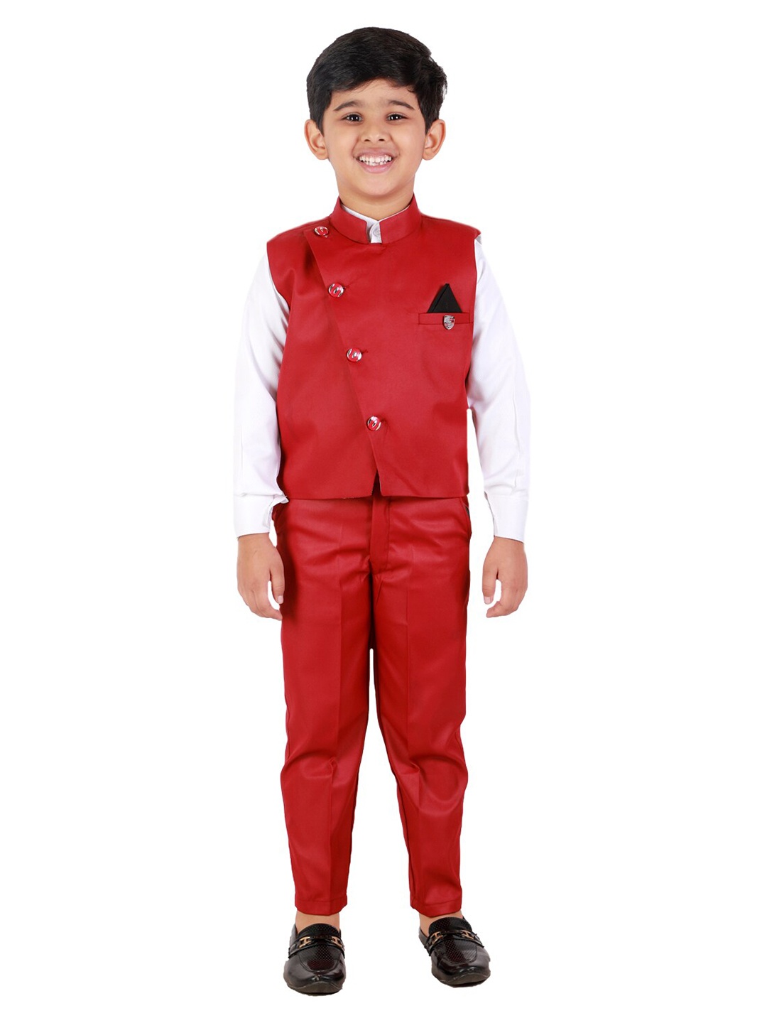 

FOURFOLDS Boys Maroon & White Shirt with Trousers