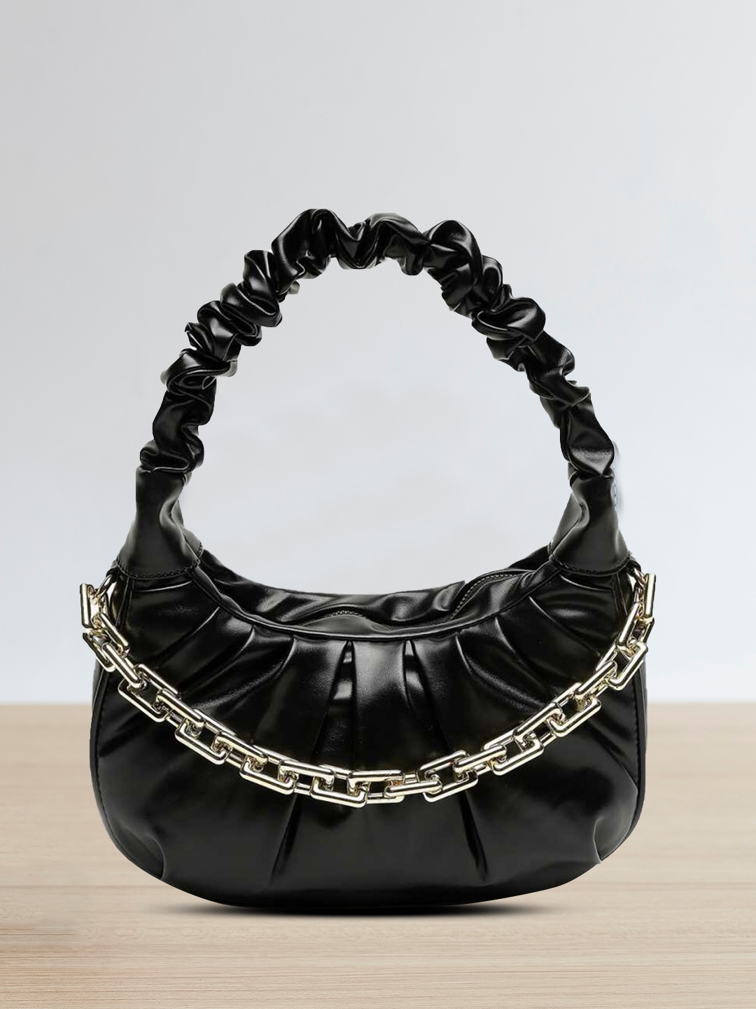 

Lychee bags Black PU Structured Handheld Bag