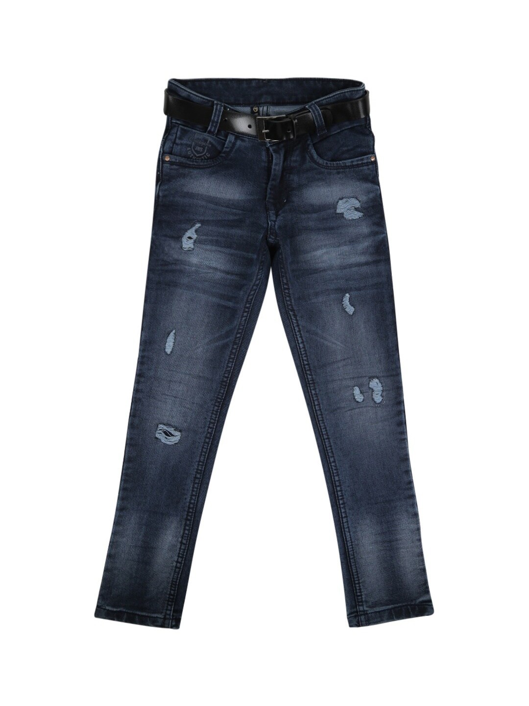 

V-Mart Boys Turquoise Blue Regular Fit Highly Distressed Heavy Fade Stretchable Jeans