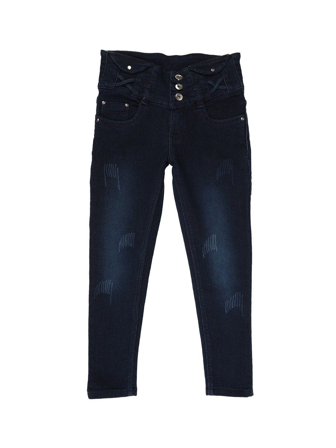 

V-Mart Girls Blue Mildly Distressed Light Fade Stretchable Jeans