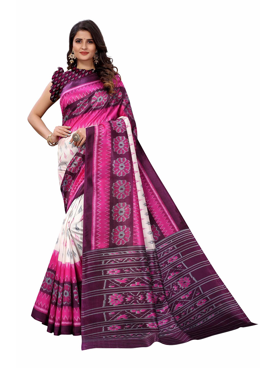 

AADVIKA Purple & White Art Silk Mysore Silk Saree
