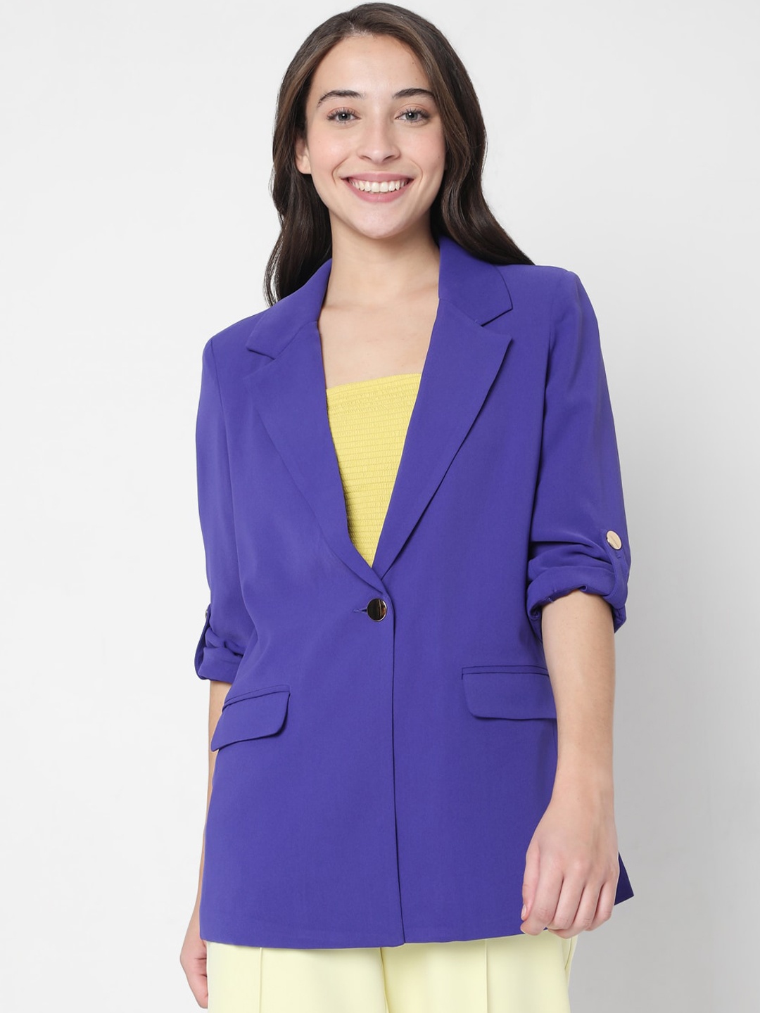 

Vero Moda Women Purple Solid Blazer