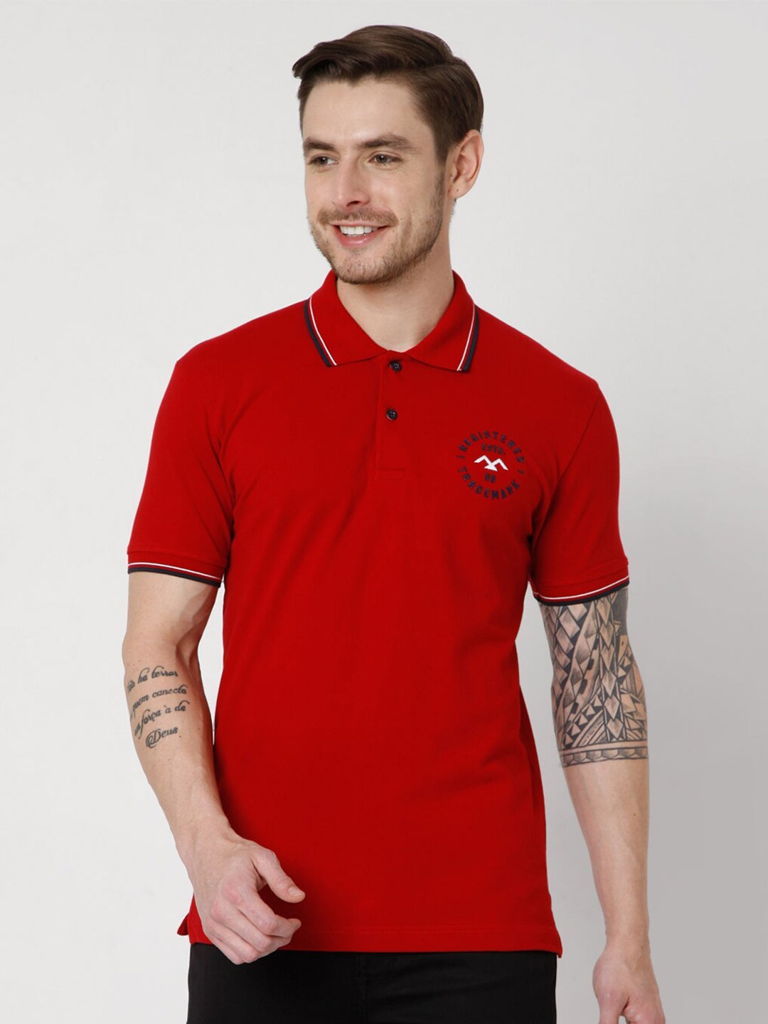 

Mufti Men Red Polo Collar Slim Fit Pure Cotton T-shirt