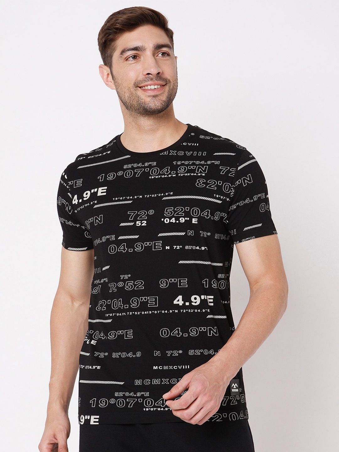 

Mufti Men Black Typography Printed Slim Fit T-shirt