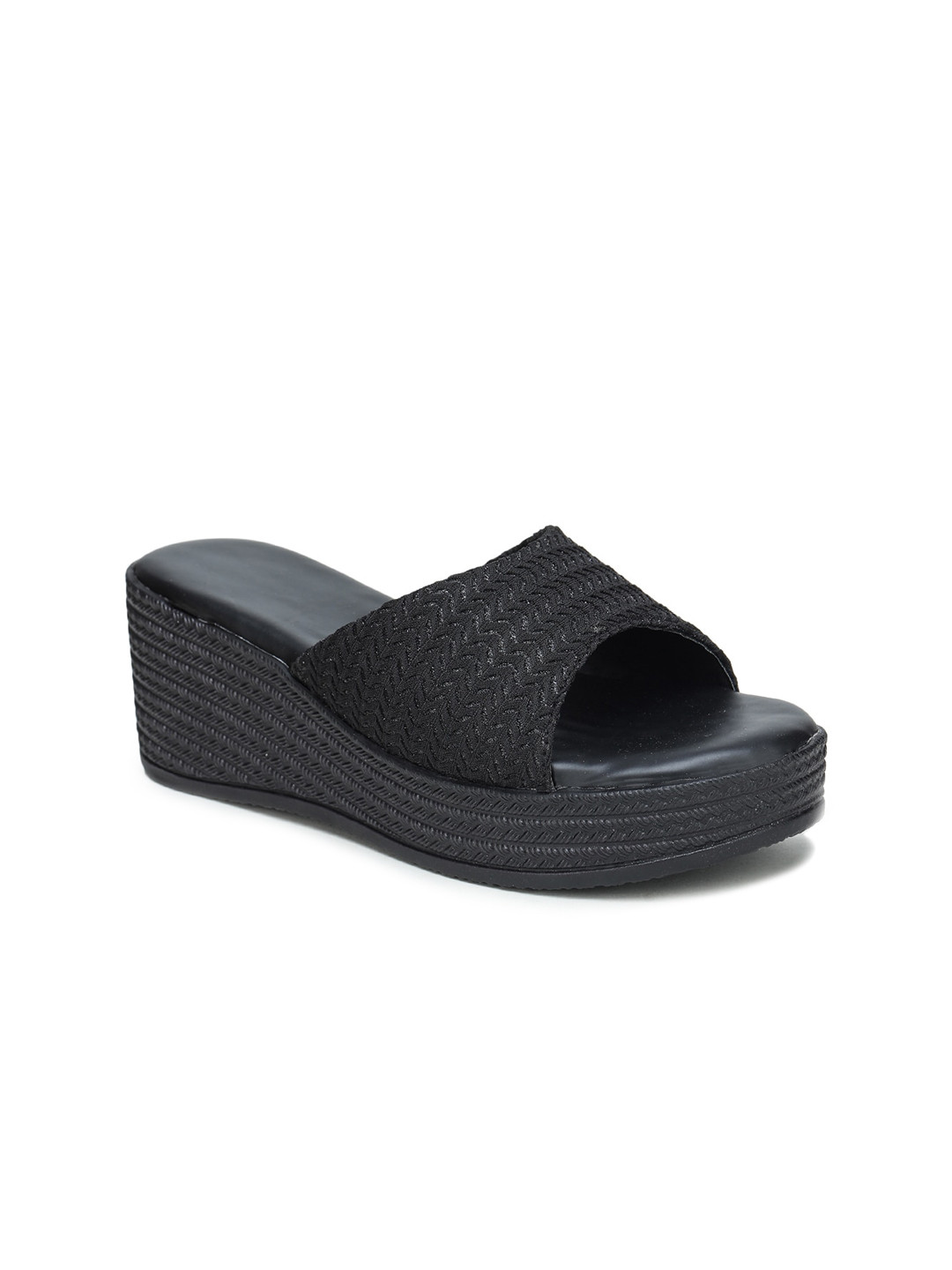 

HASTEN Black Woven Design Wedges