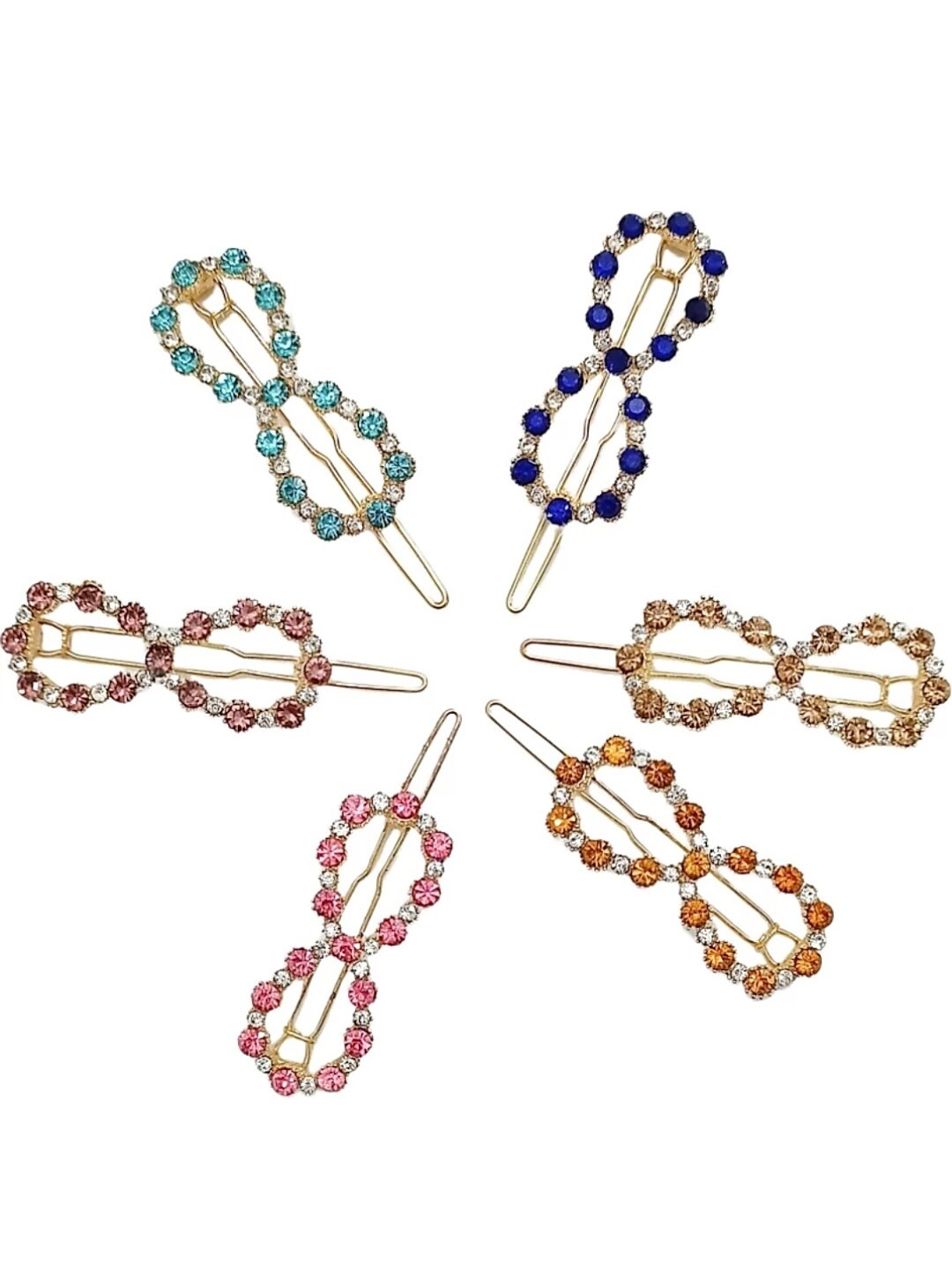 

ANNA CREATIONS Women Blue & Pink Set of 6 Embellished Bobby Pins
