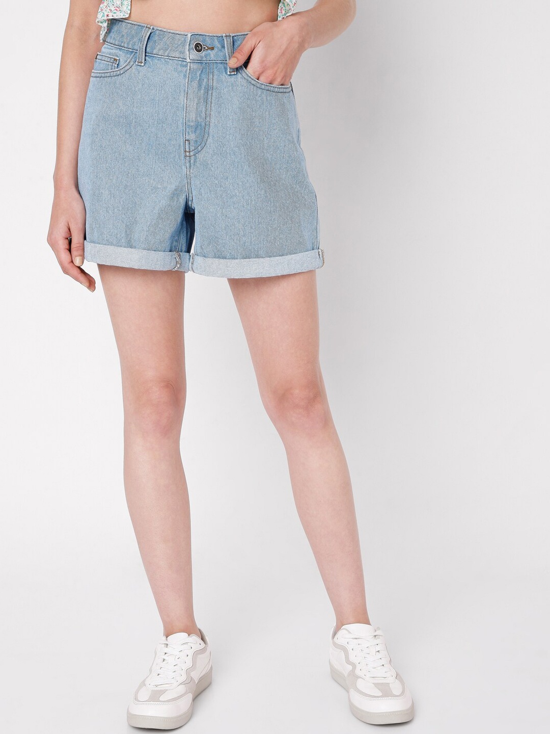 

Vero Moda Women Blue Denim Shorts