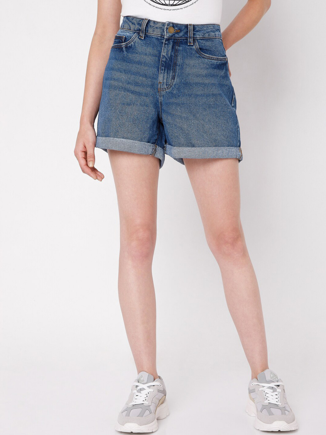 

Vero Moda Women Blue Denim Shorts