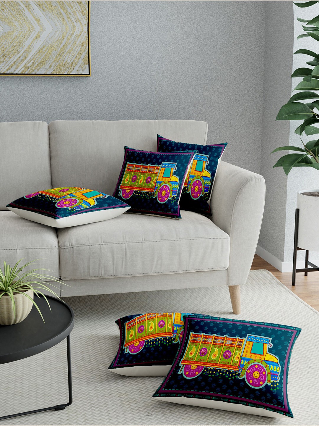 

LA VERNE Assorted Set of 5 Cartoon Characters Cotton Canvas Square Cushion Covers