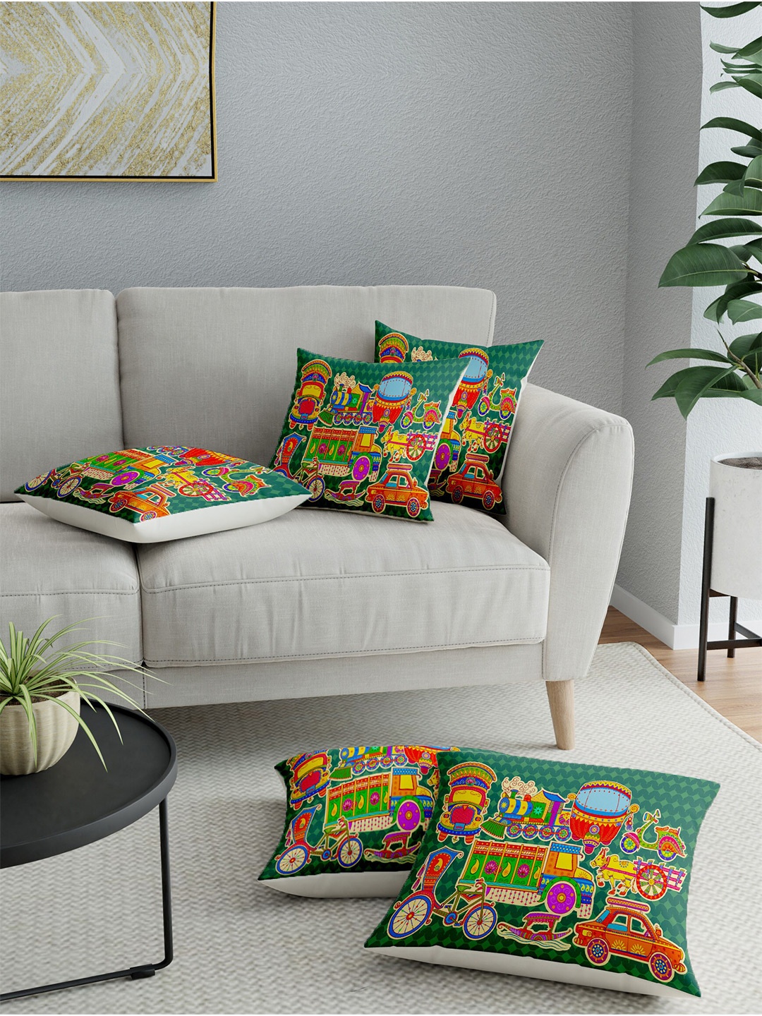 

LA VERNE Assorted Set of 5 Ethnic Motifs Square Cushion Covers