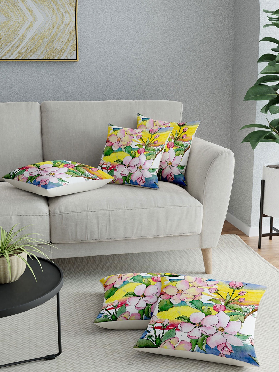 

LA VERNE Assorted Set of 5 Floral Square Cushion Covers