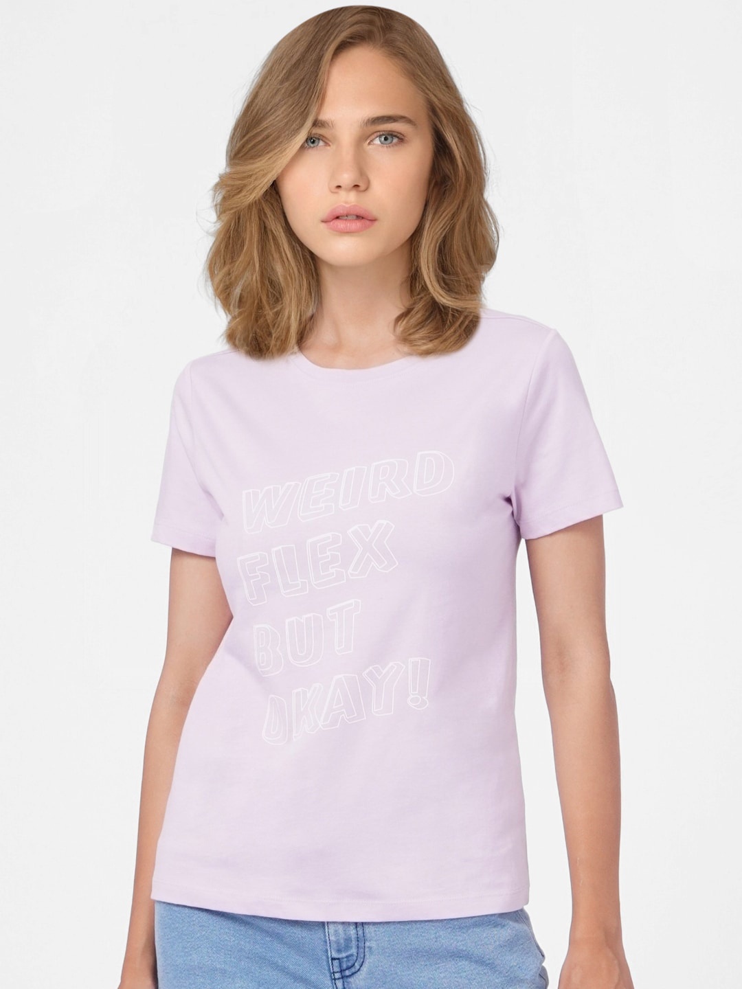 ONLY Women Purple Typography T-shirt