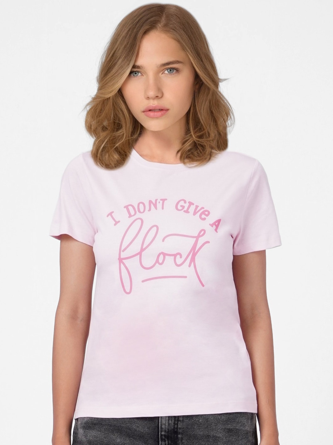 

ONLY Women Pink Typography Printed Cotton T-shirt