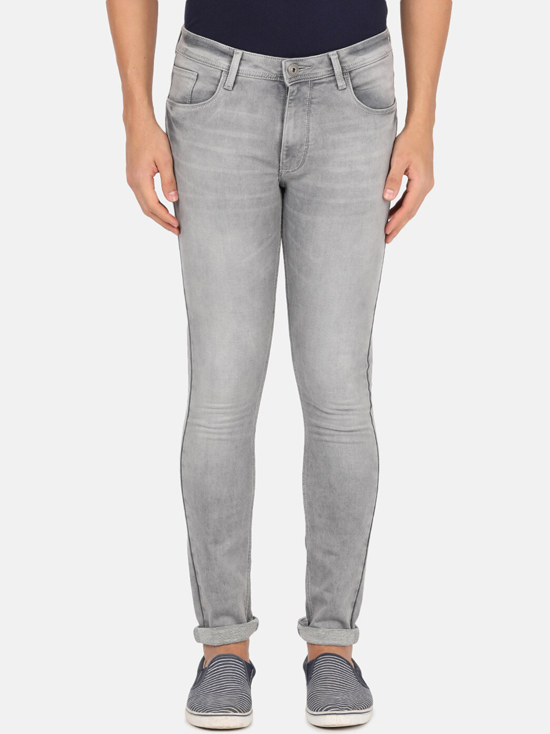 

Crocodile Men Grey Jean Slim Fit Heavy Fade Stretchable Jeans