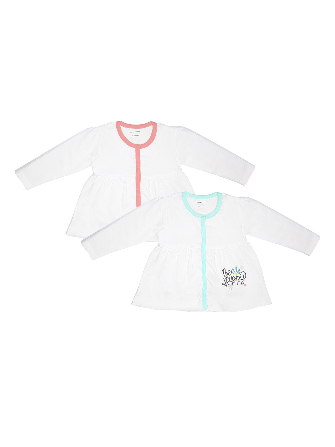 

My Milestones Infants Girls Set Of 2 White Pure Cotton T-shirt