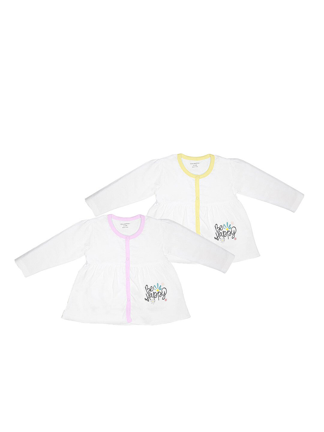 

My Milestones Infants Girls Pack of 2 White Printed Jhabla