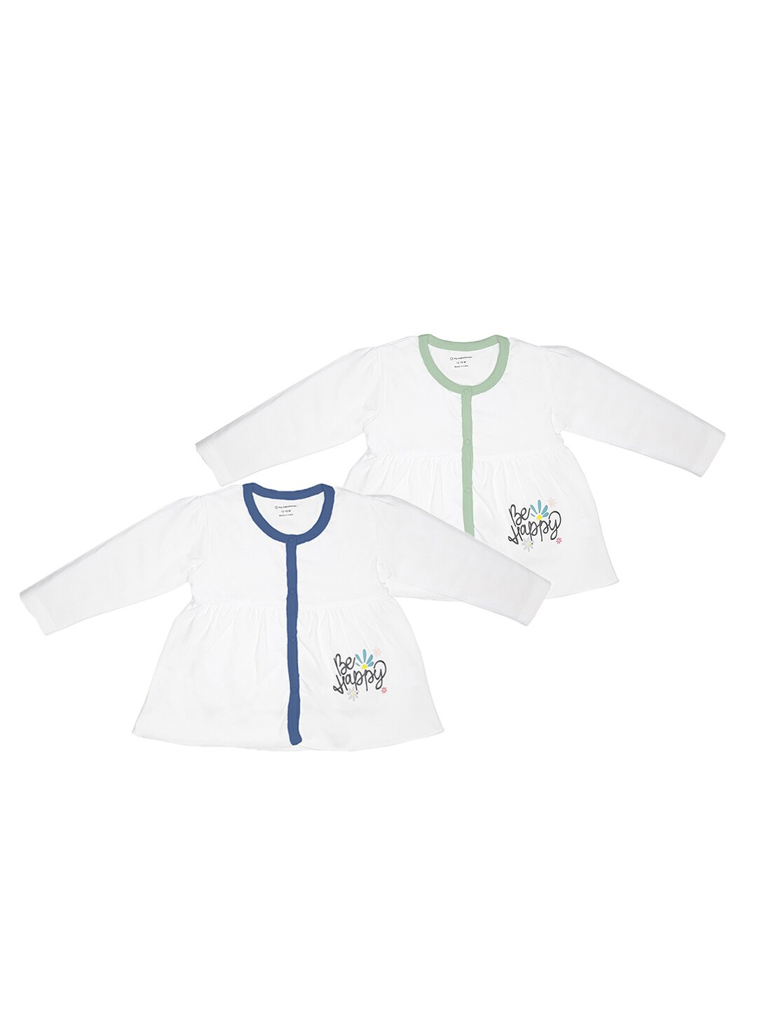 

My Milestones Infants Girls White Pack Of 2 White Cotton Jhabla