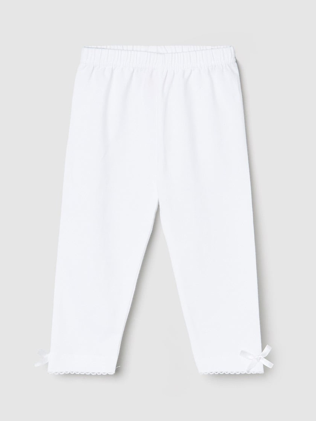 

max Infant Girls White Solid Ankle-Length Leggings