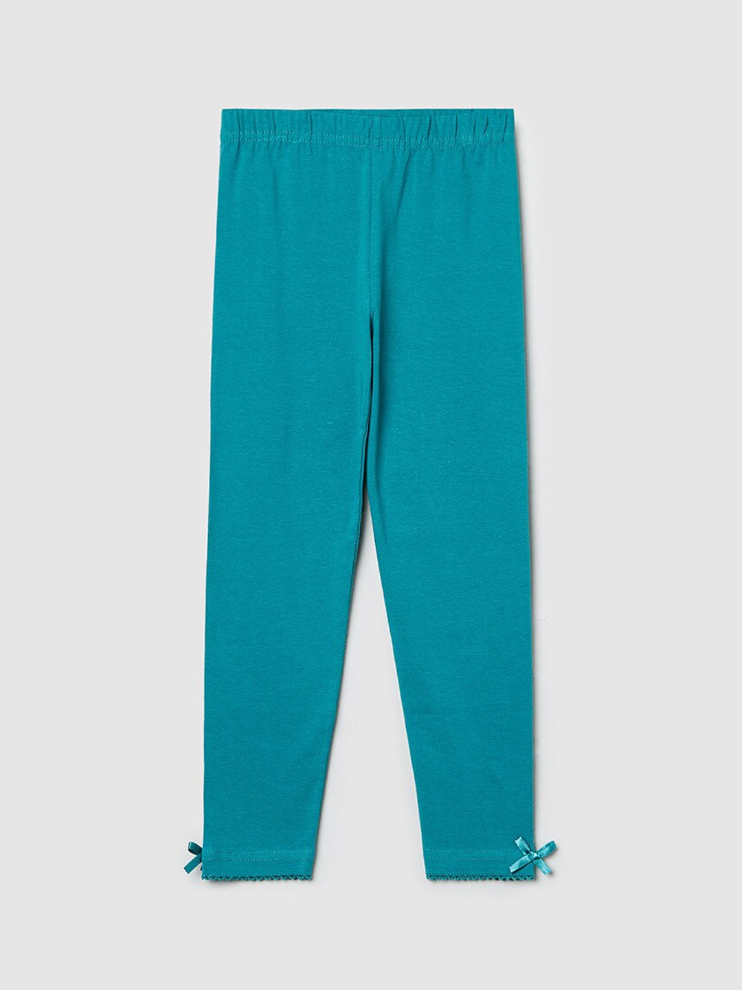 

max Girls Green Solid Ankle-Length Leggings