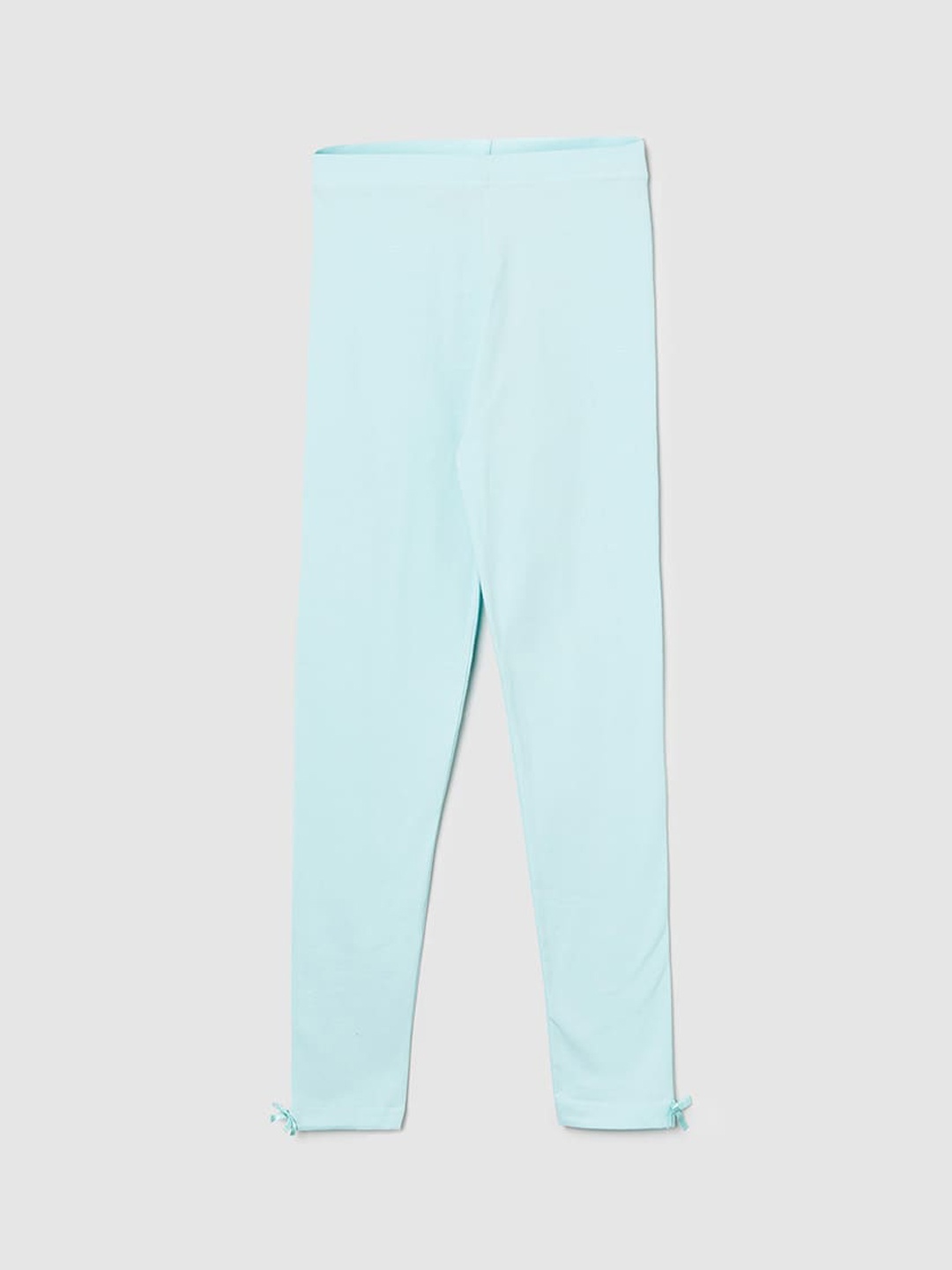 

max Girls Blue Solid Ankle Length Leggings