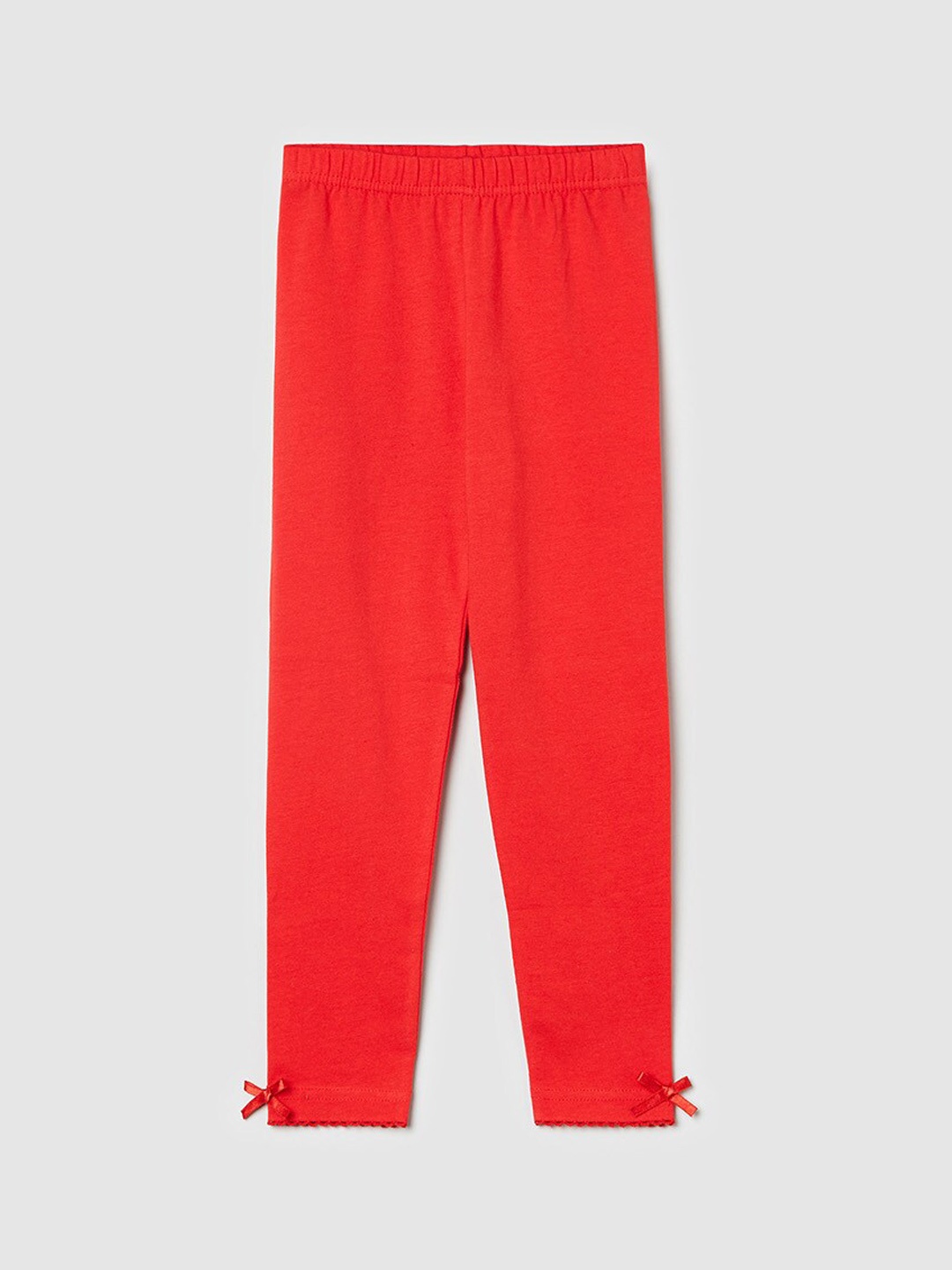 

max Girls Red Solid Ankle Length Leggings